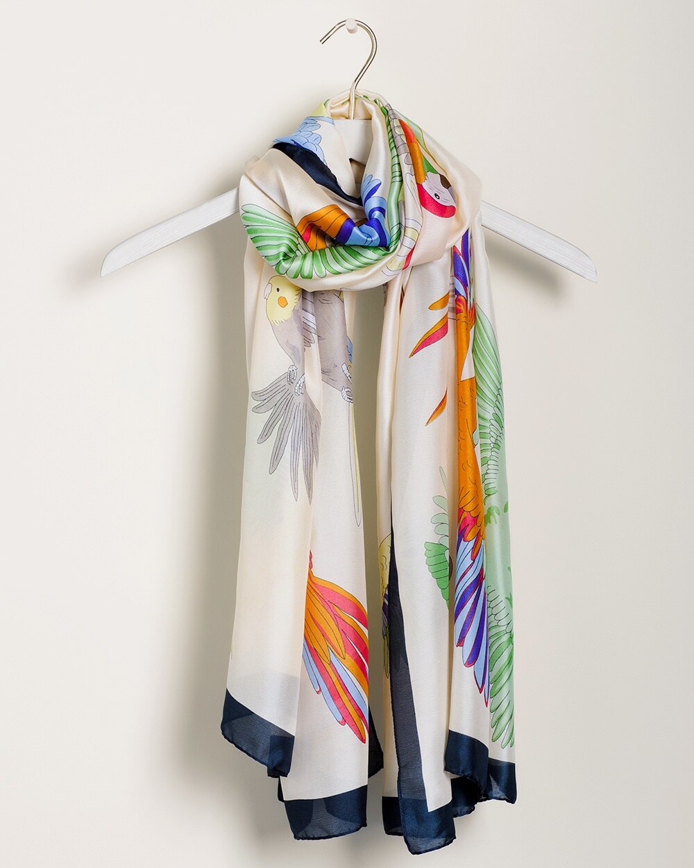 Bird-Print Oblong Scarf