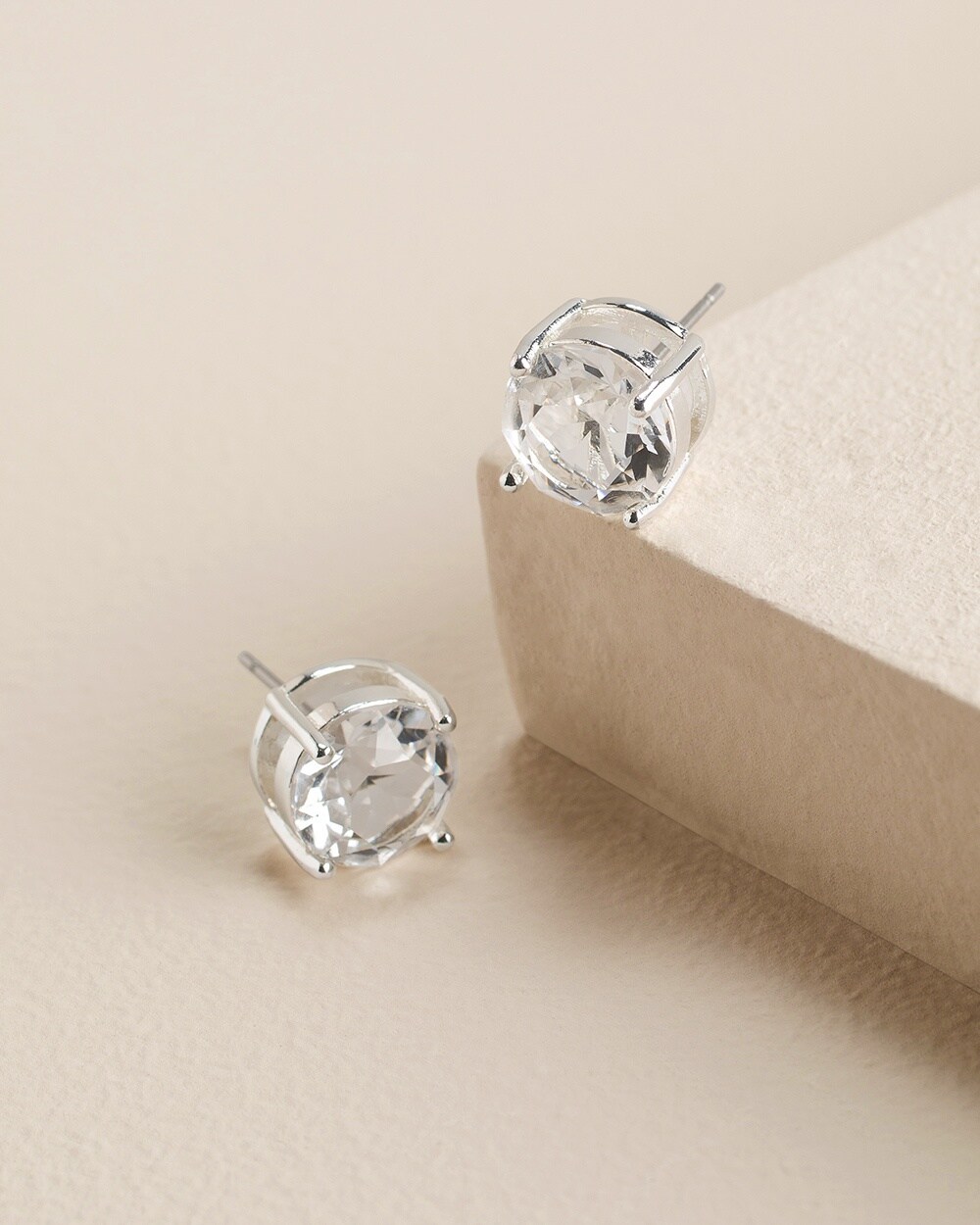 Silvertone Simulated Crystal Stud Earrings