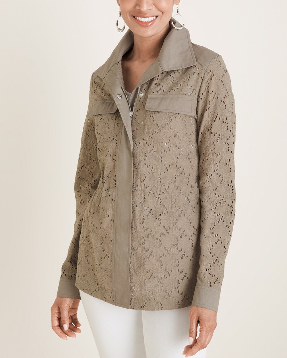 Pieced Eyelet Jacket