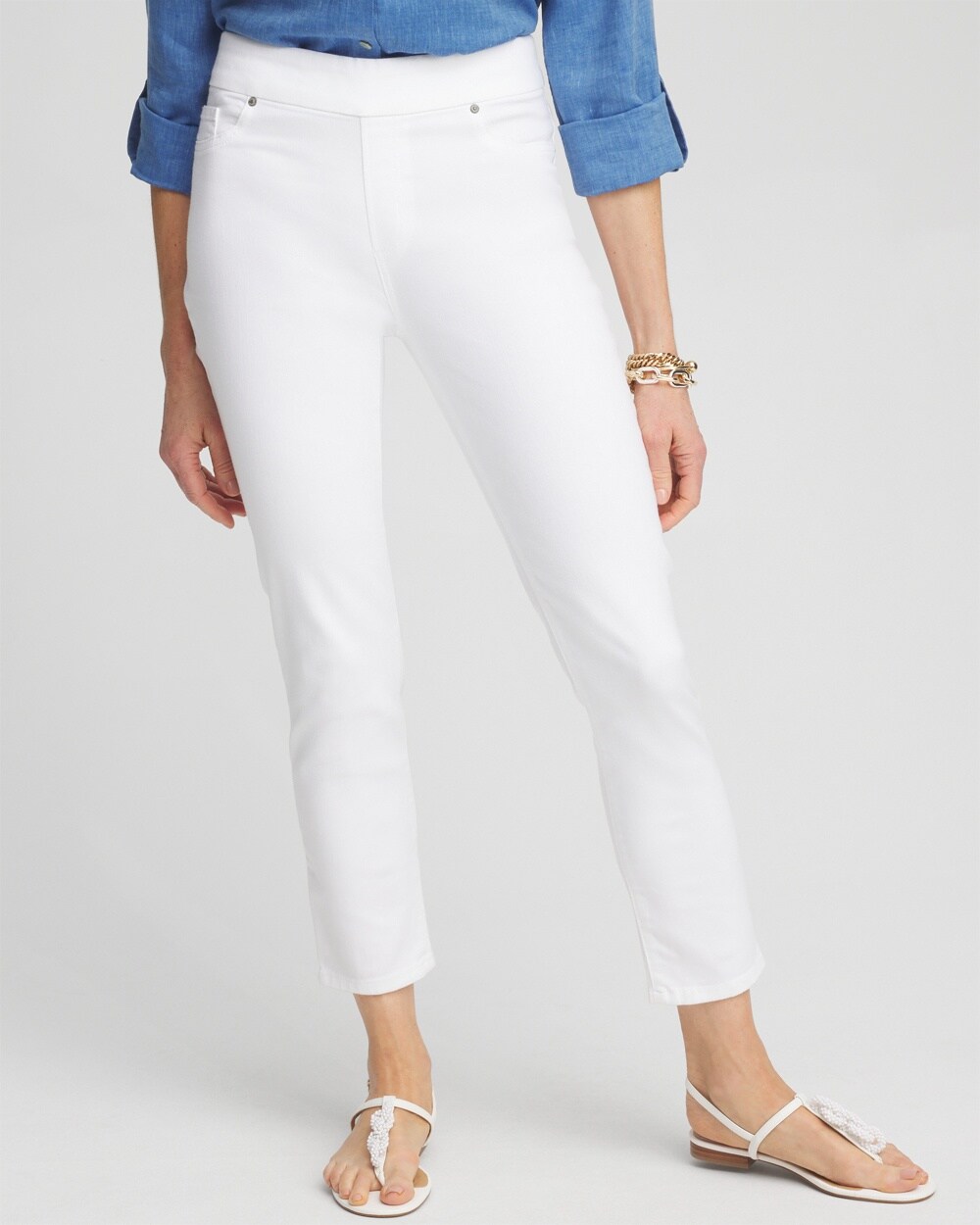 No-Stain White Denim Ankle Jeggings