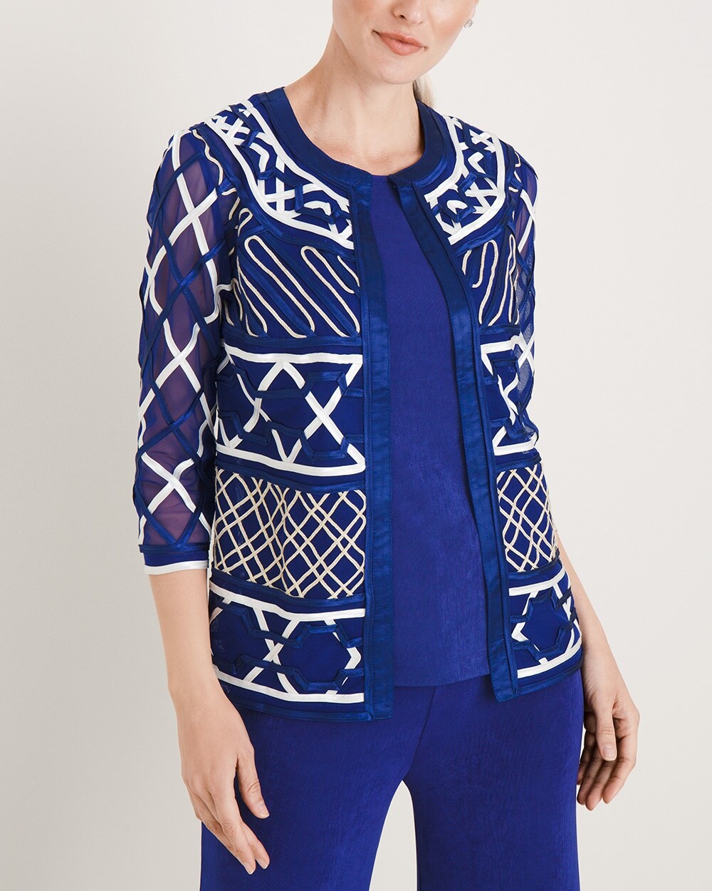 Travelers Collection Embellished Mesh Jacket