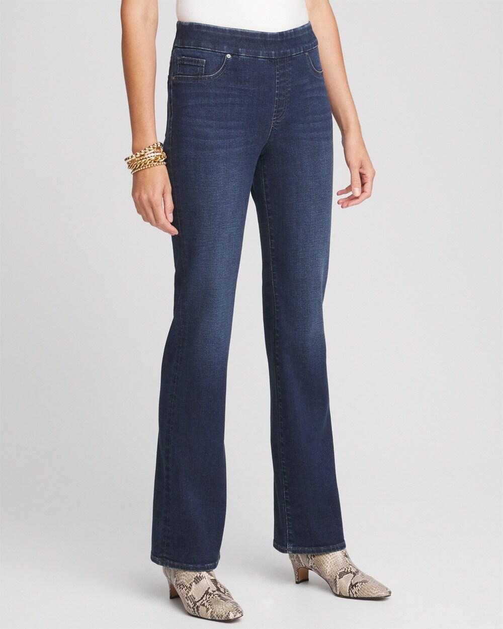 Denim Slim Pull-On Boot-Cut Jeggings