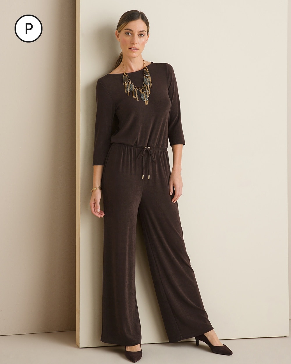 Travelers Classic Petite 3/4-Sleeve Jumpsuit