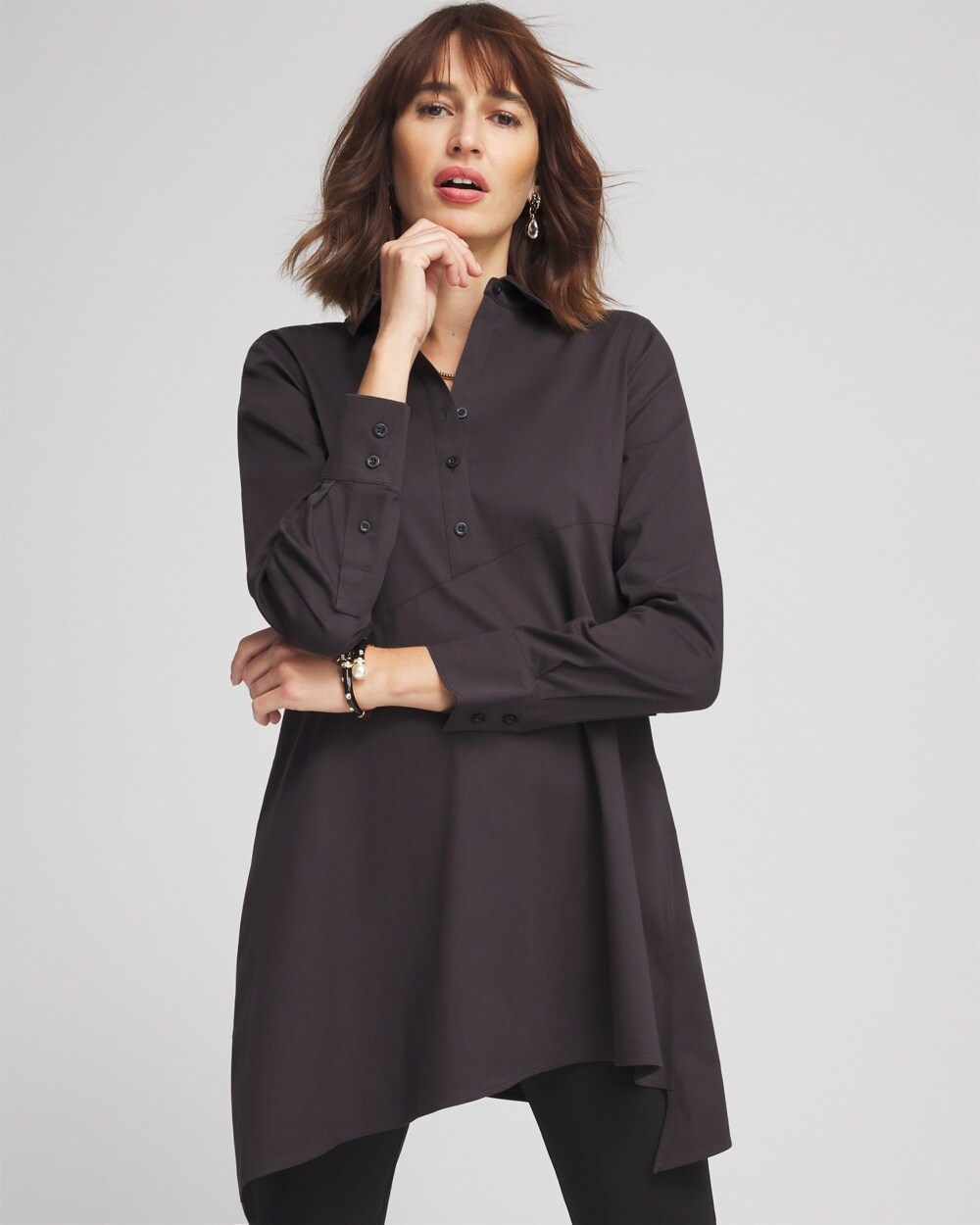 No-Iron Stretch Asymmetrical Tunic