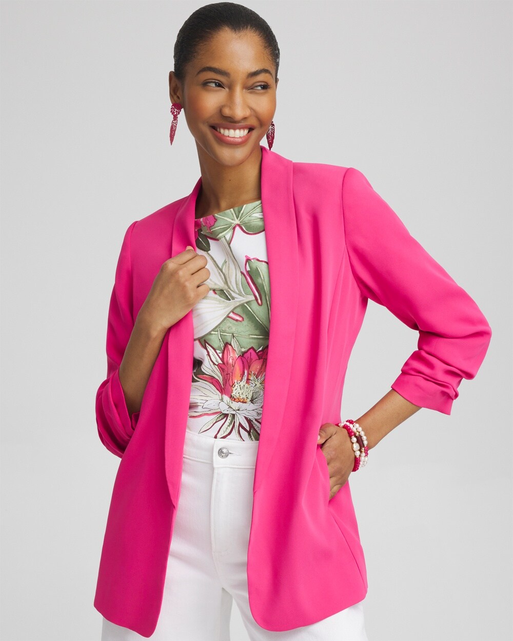 Ruched Sleeve Blazer