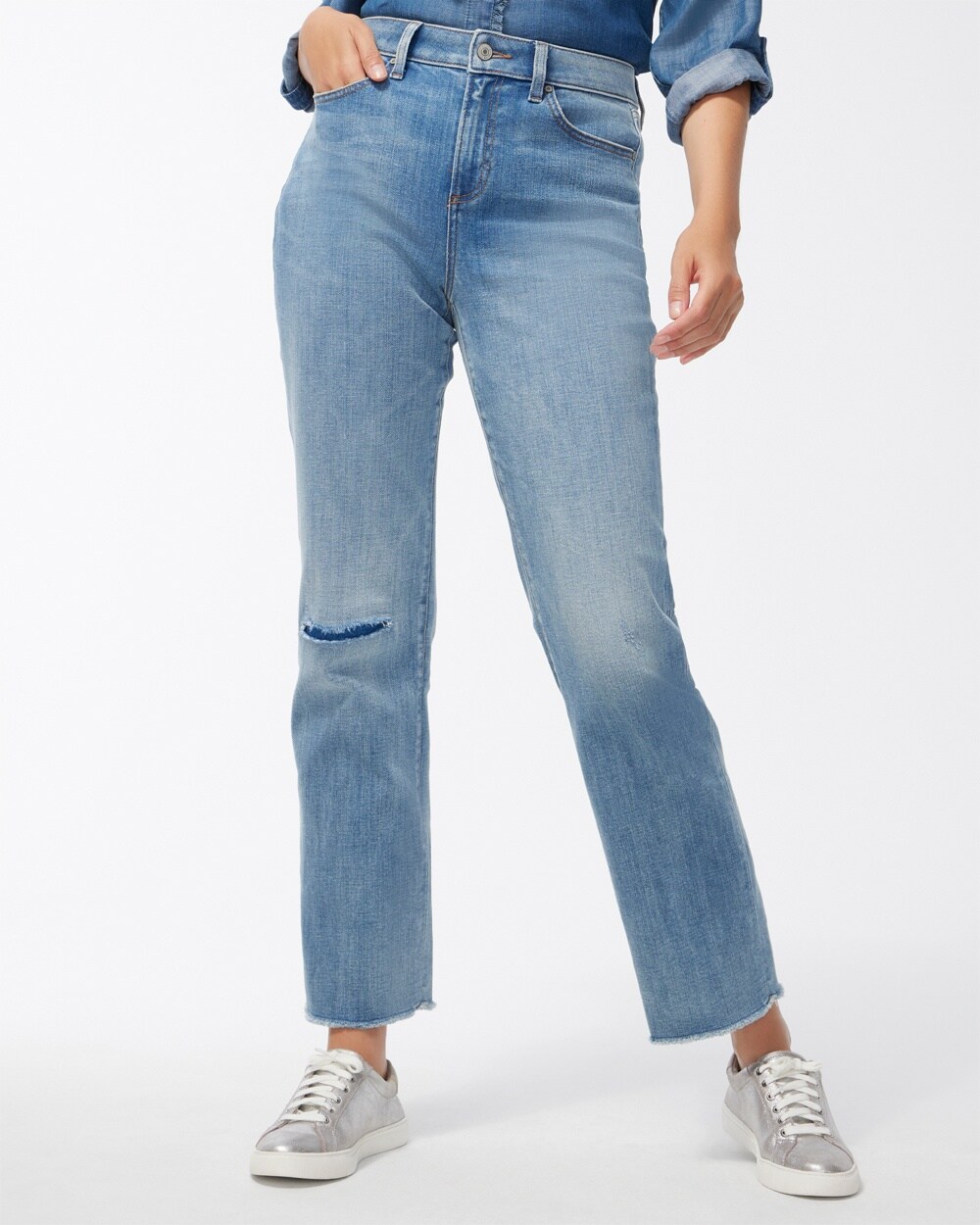 Petite High Rise Straight Leg Jeans