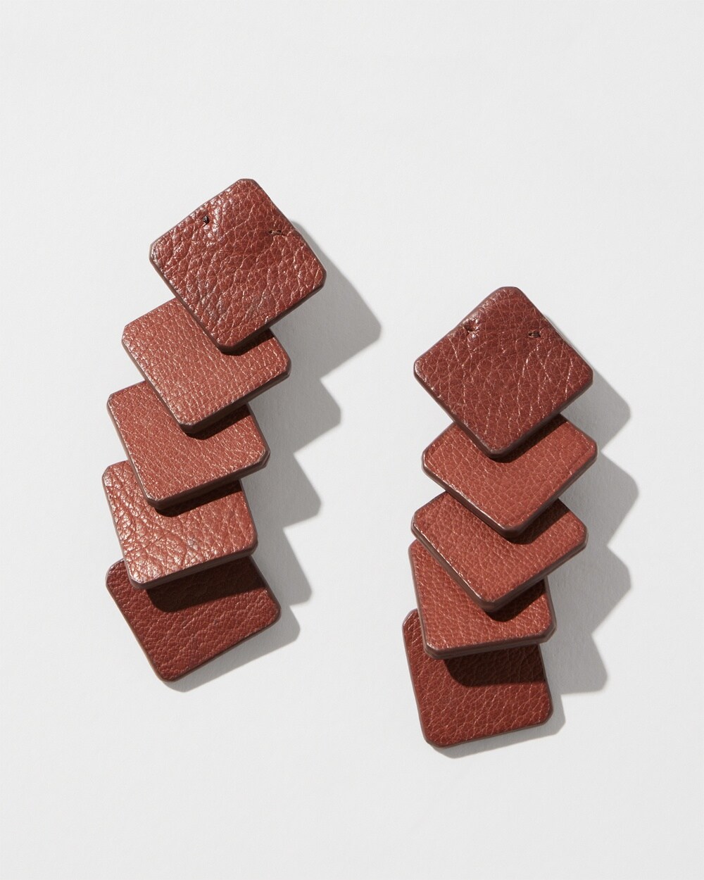 Brown Leather Linear Earrings