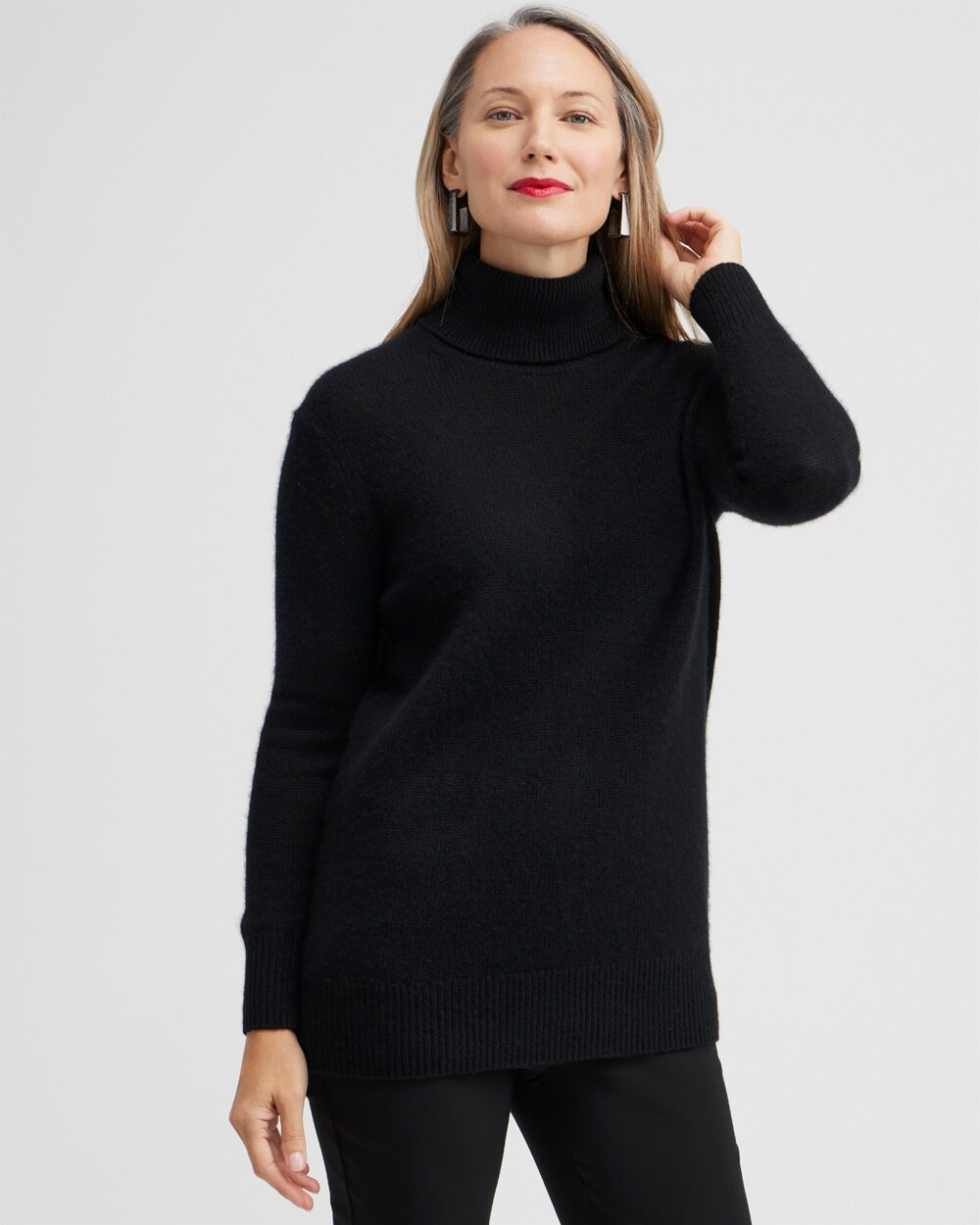 Cashmere Turtleneck Tunic Sweater