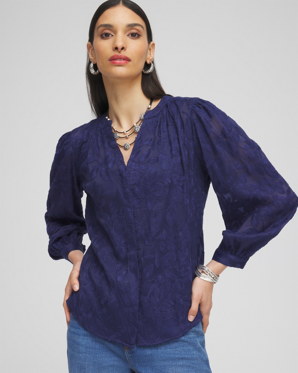 Chiffon Embroidered Shirt