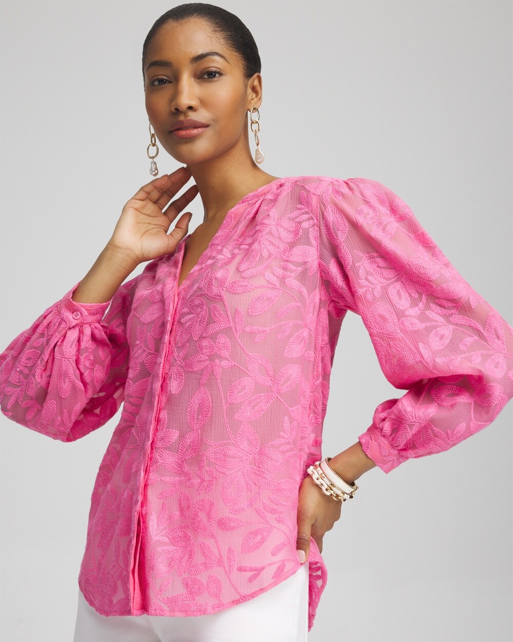 Chiffon Embroidered Shirt