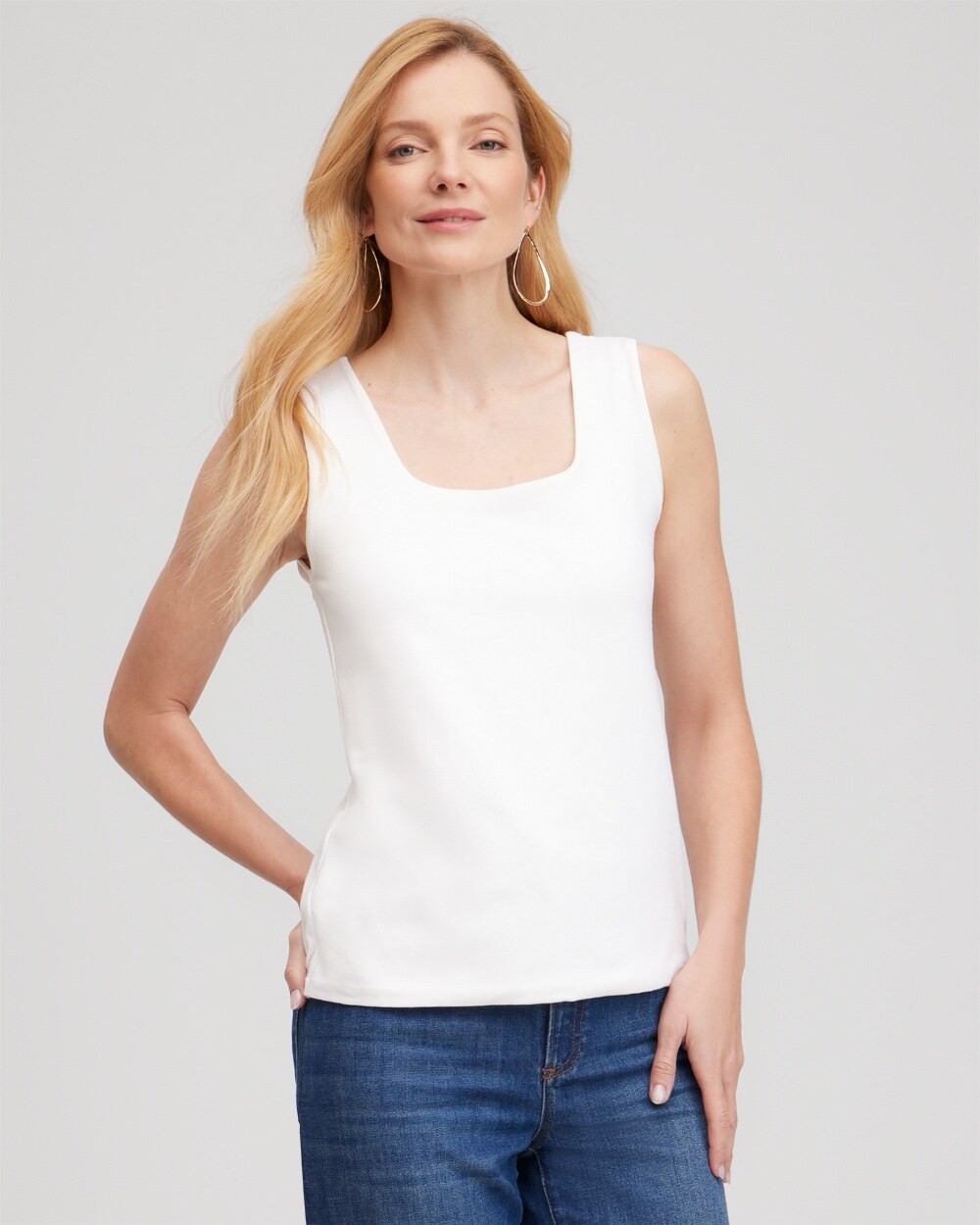 Contour Cotton&#8482 Square Neck Tank