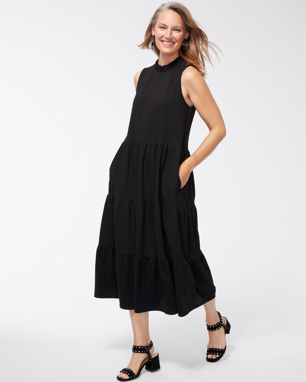 Ponte Tiered Midi Dress