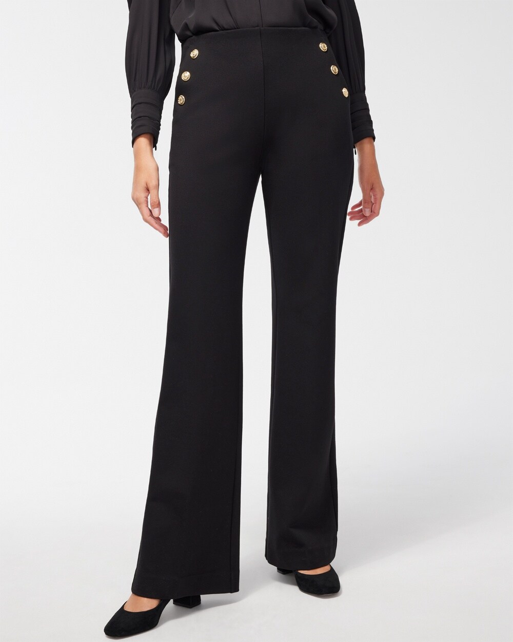 Ponte Button Flare Pants