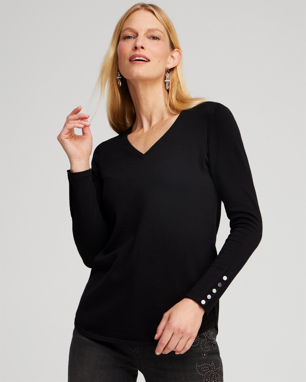 Spun Rayon V-neck Pullover Sweater