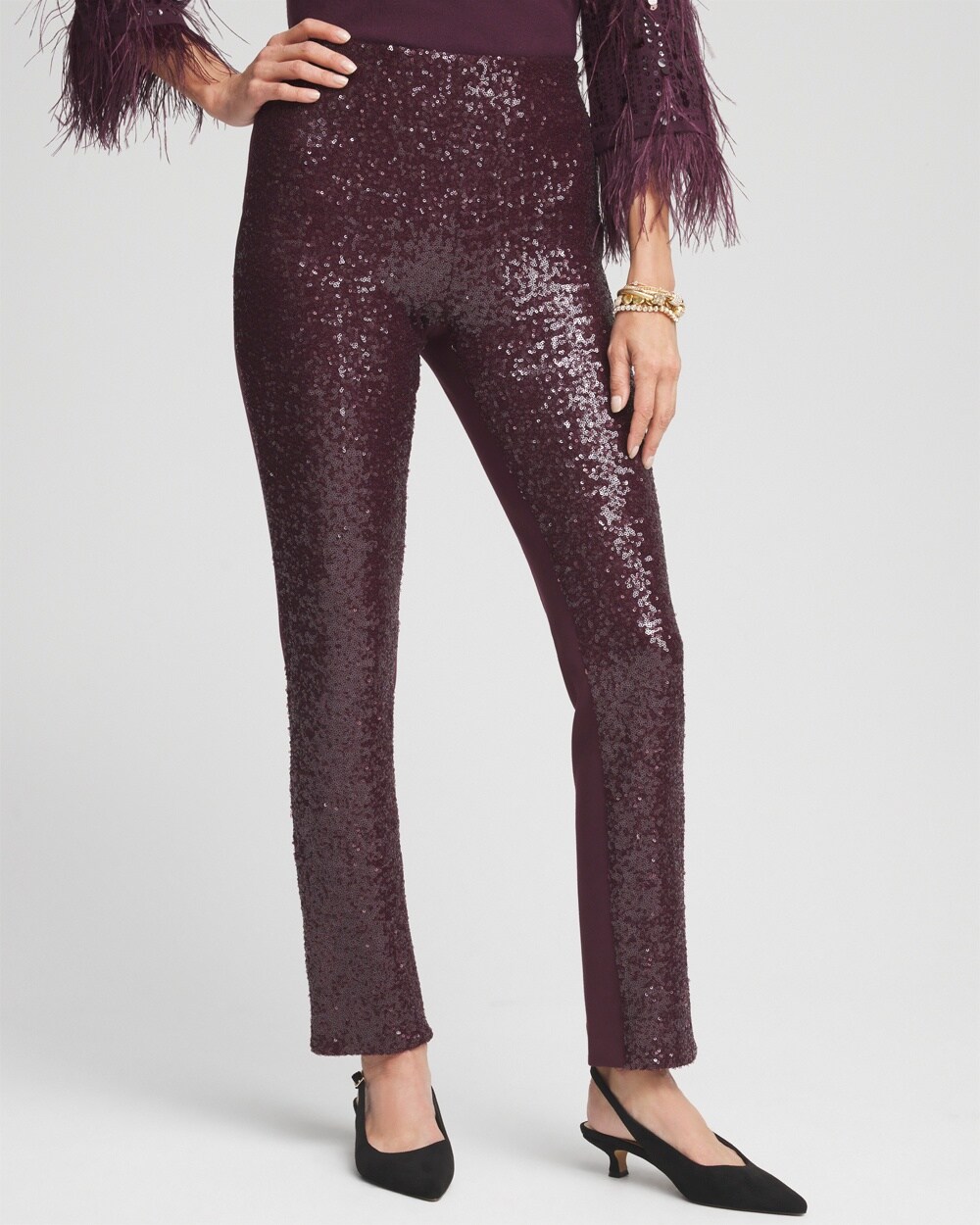 Juliet Sequin Front Ankle Pants