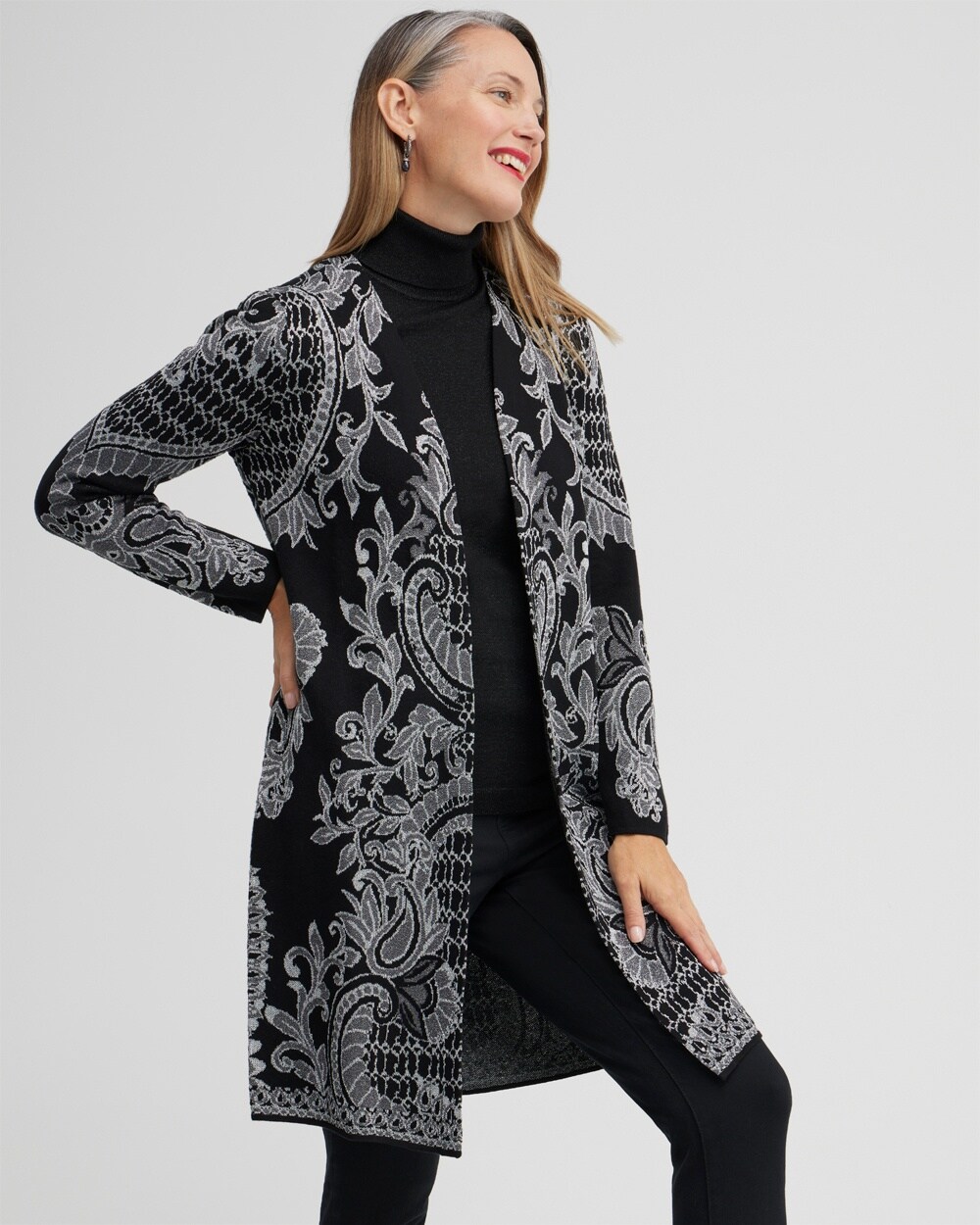 Paisley Lurex Cardigan Sweater