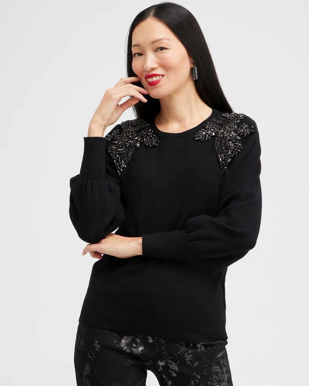 Gem Embellished Pullover Sweater