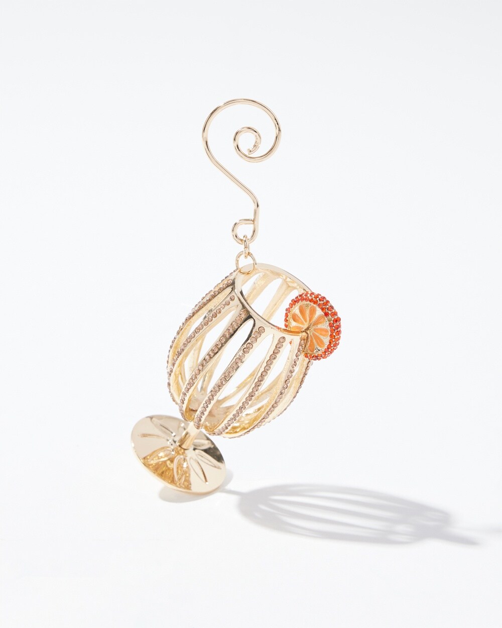 Gold Tone Cocktail Glass Ornament