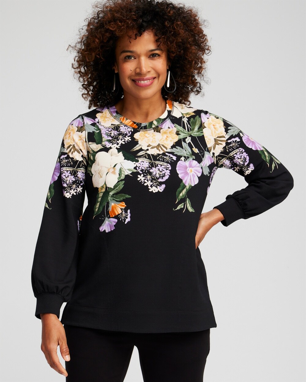 Zenergy\u00AE French Terry Floral Pullover