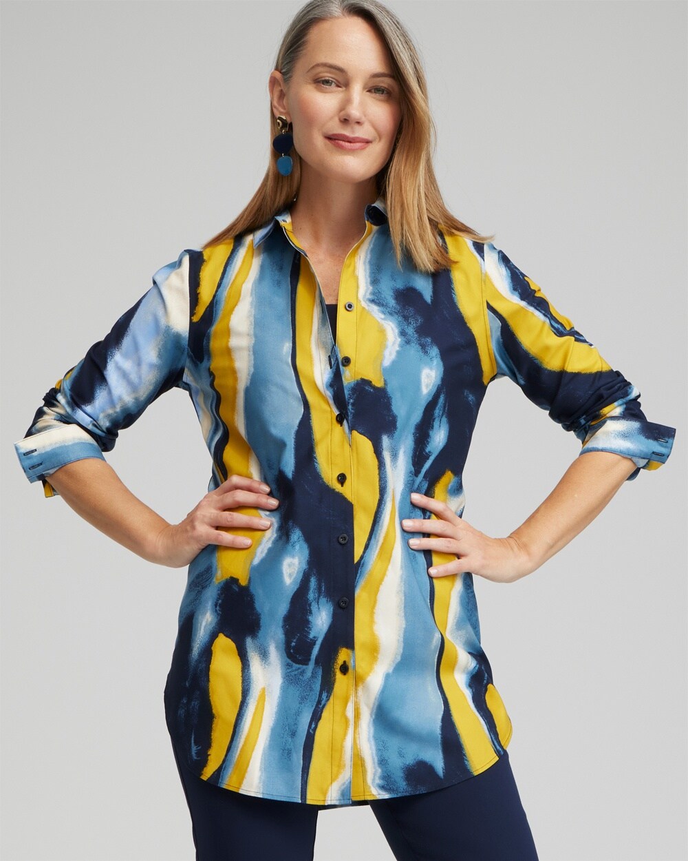 No Iron\u2122 Stretch Swirl Print Tunic