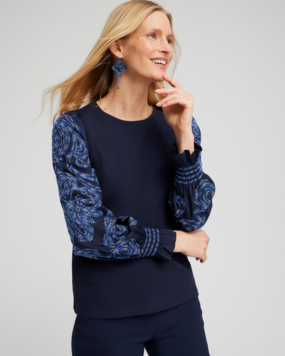 Embroidered Sleeve Top