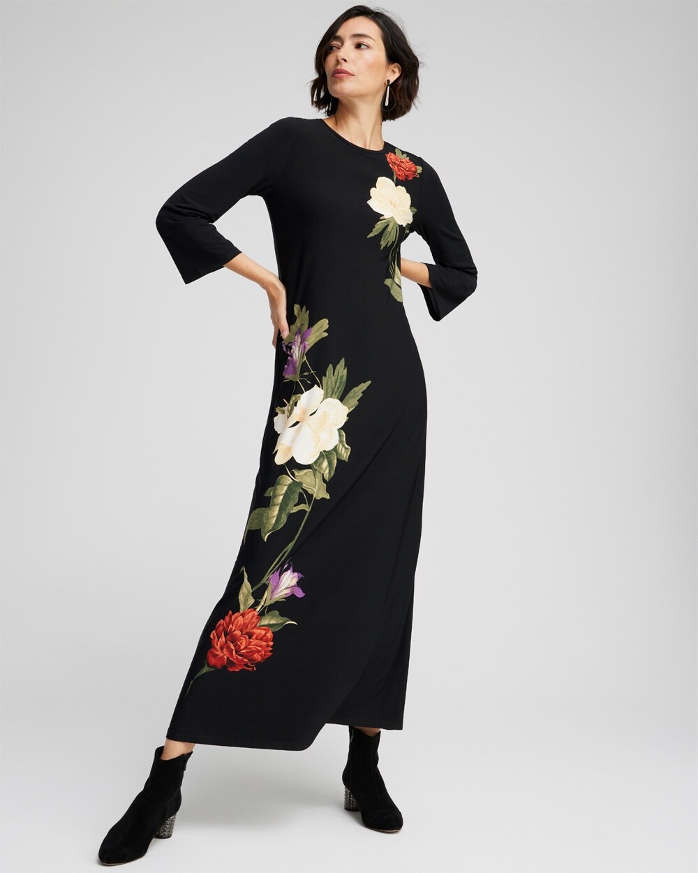 Flare Sleeve Floral Maxi Dress