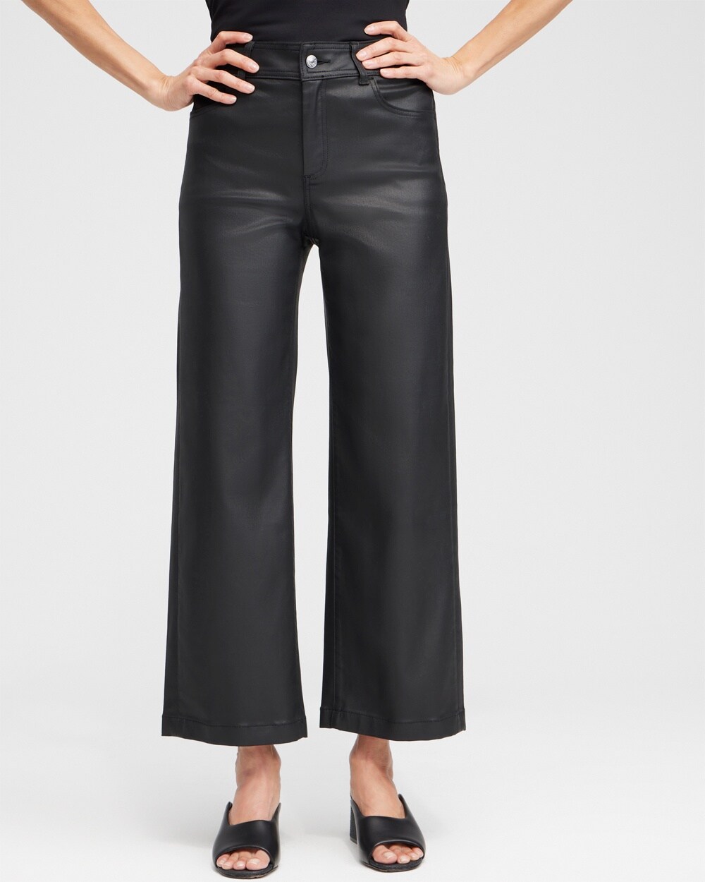 Coated Wide Leg Cropped Denim