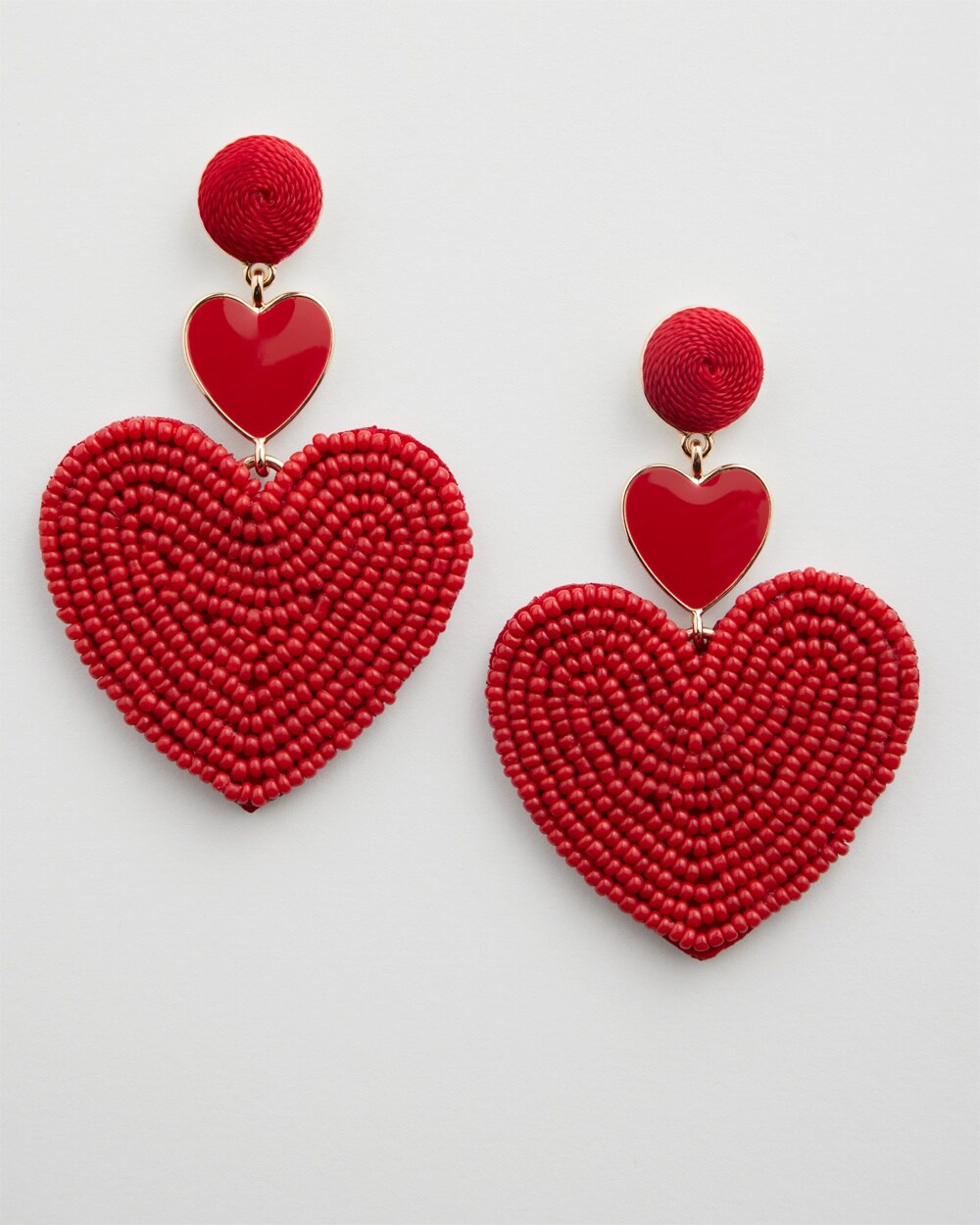 Red Heart Seed Bead Earrings