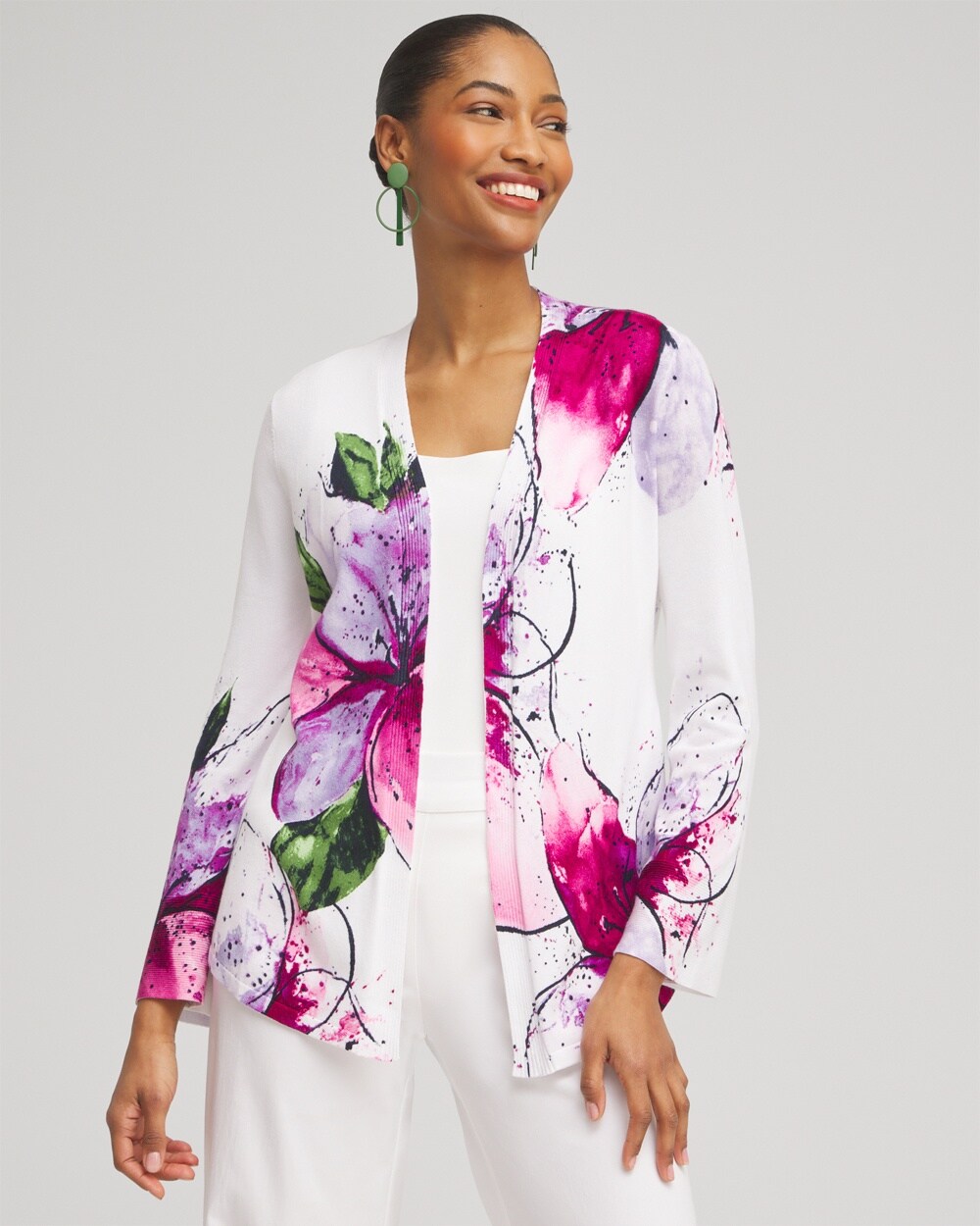 Spun Rayon Petals Flare Sleeve Cardigan