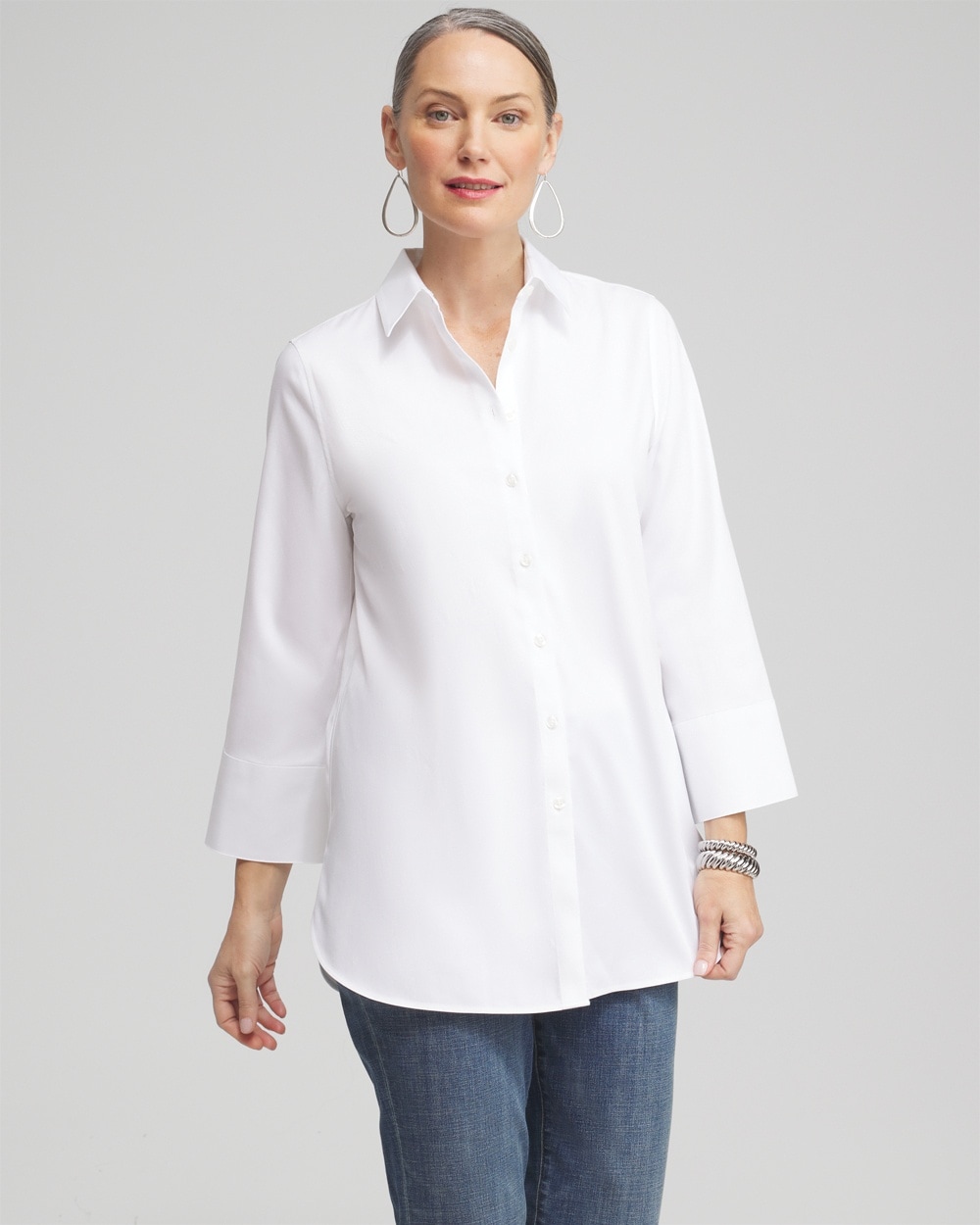 No Iron&#8482; Stretch 3/4 Sleeve Tunic