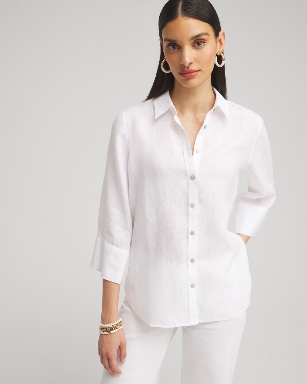 No Iron&#8482; Linen 3/4 Sleeve Shirt