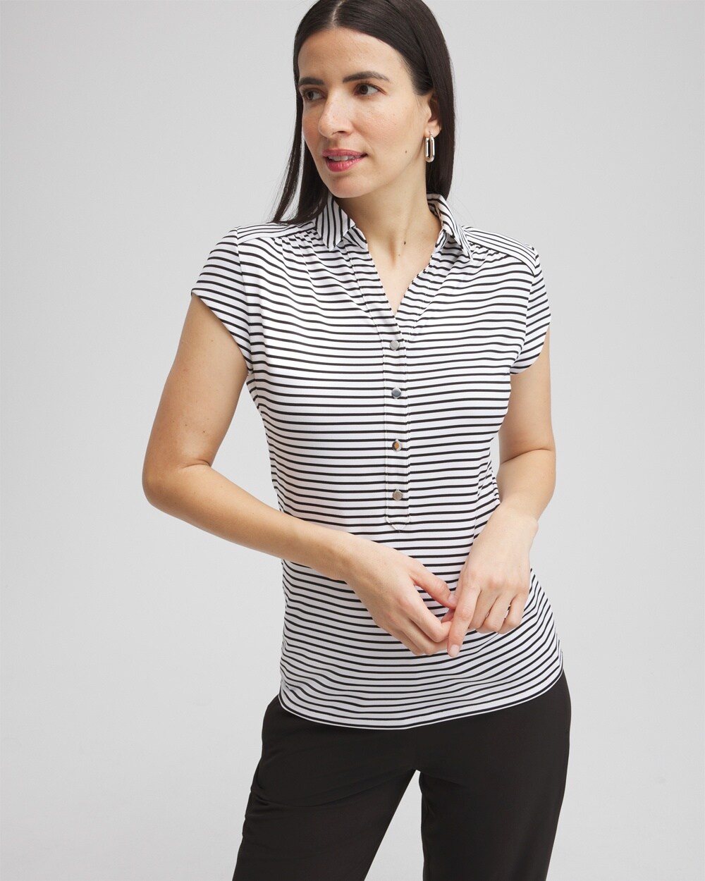 Zenergy\u00AE UPF Stripe Cap Sleeve Polo