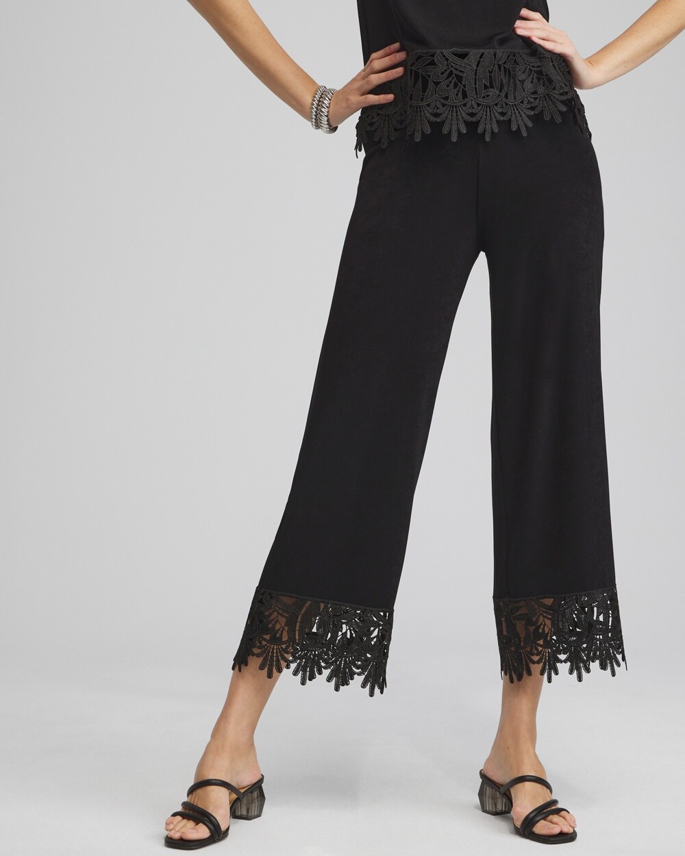 Travelers\u2122 Lace Trim Cropped Pants