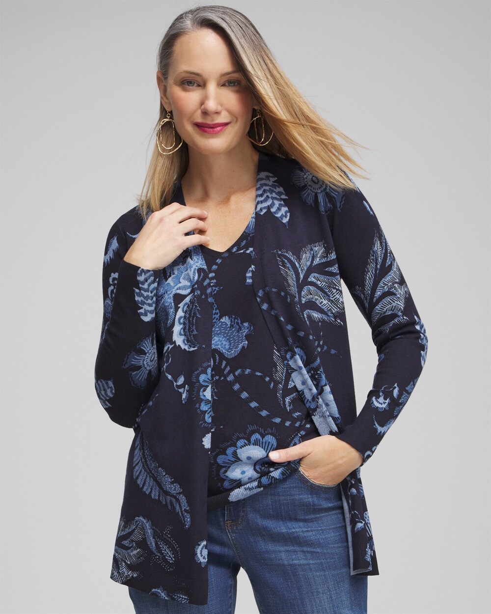 Spun Rayon Floral Cardigan