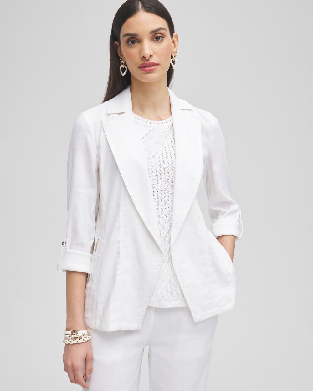 Linen Blend Stretch Blazer