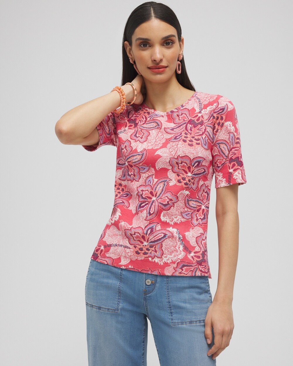 Floral Everyday Elbow Sleeve Tee