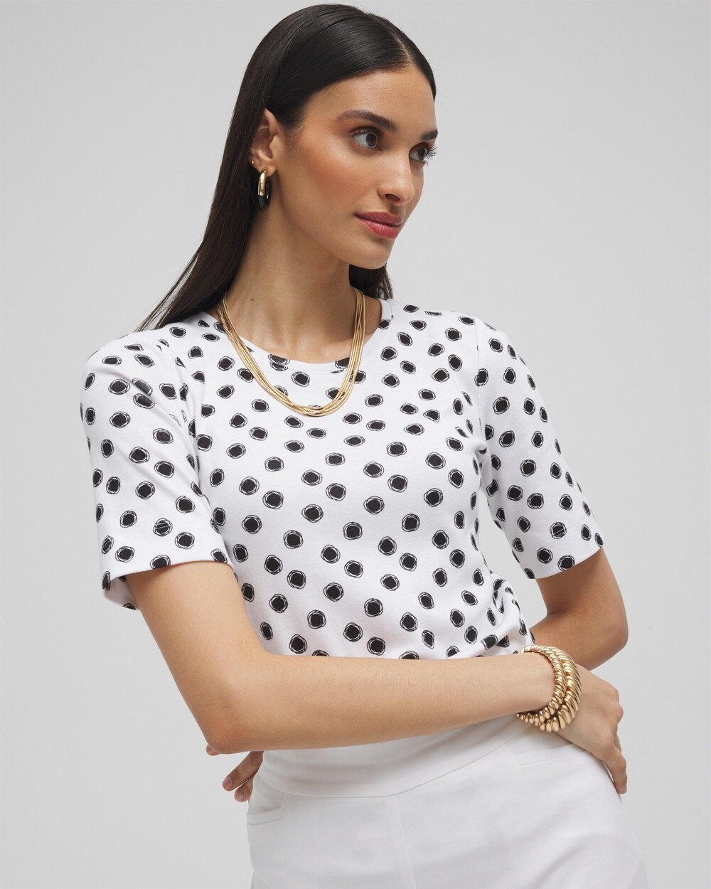 Polka Dot Everyday Elbow Sleeve Tee