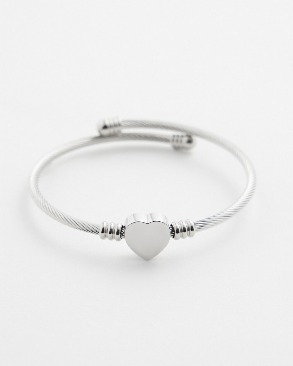 Silver Tone Heart Cuff Bracelet