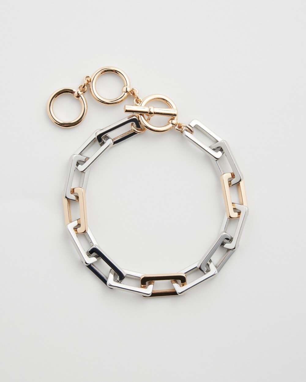 Mixed Metal Square Link Bracelet