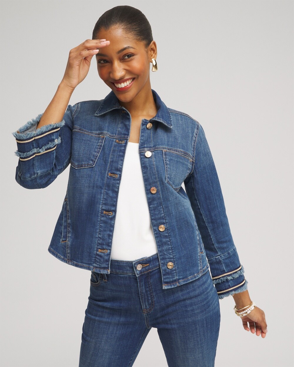 Double Fray Denim Jacket