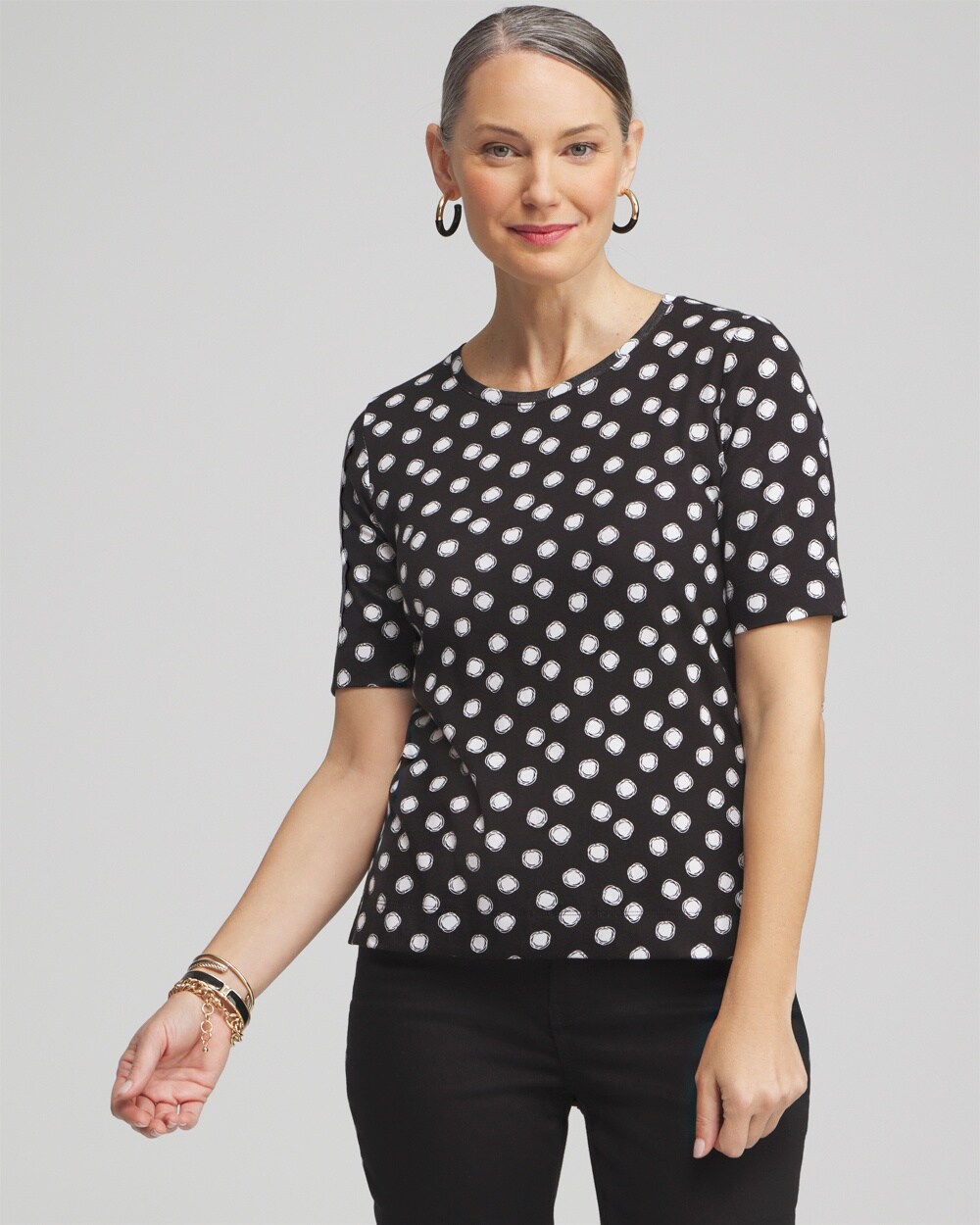 Polka Dot Everyday Elbow Sleeve Tee