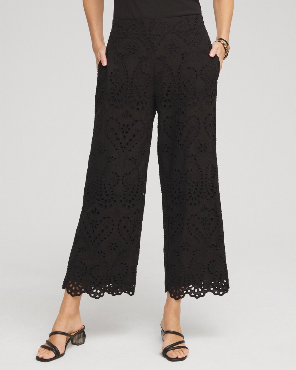 Eyelet Lace Cropped Pants