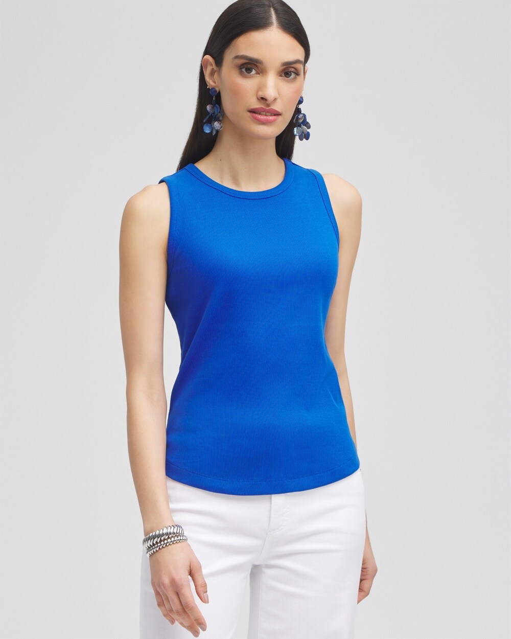 Ribbed High Neck Tank