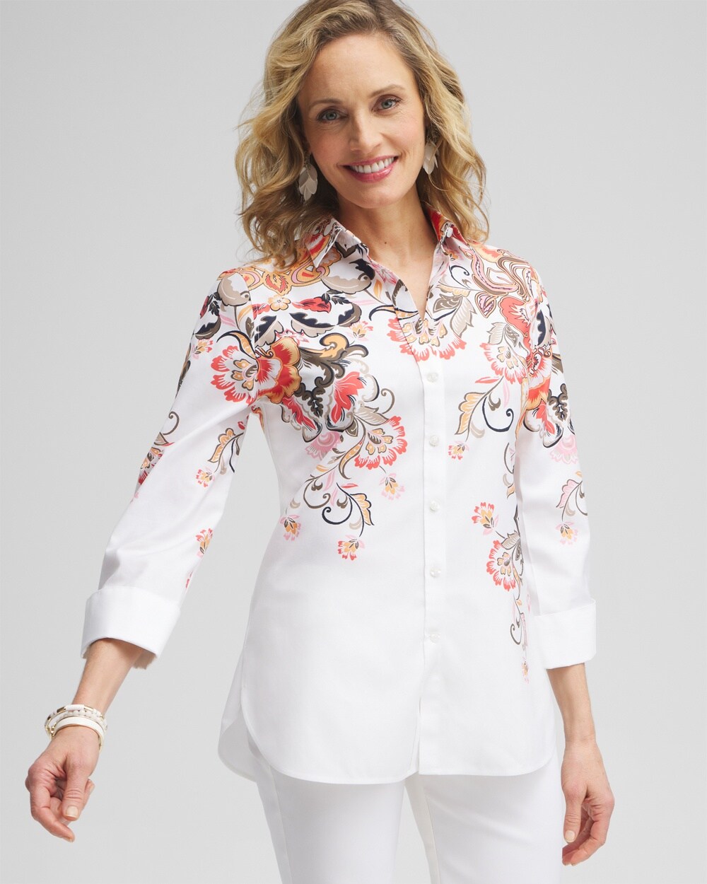 No Iron&#8482; Stretch Warm Floral Shirt