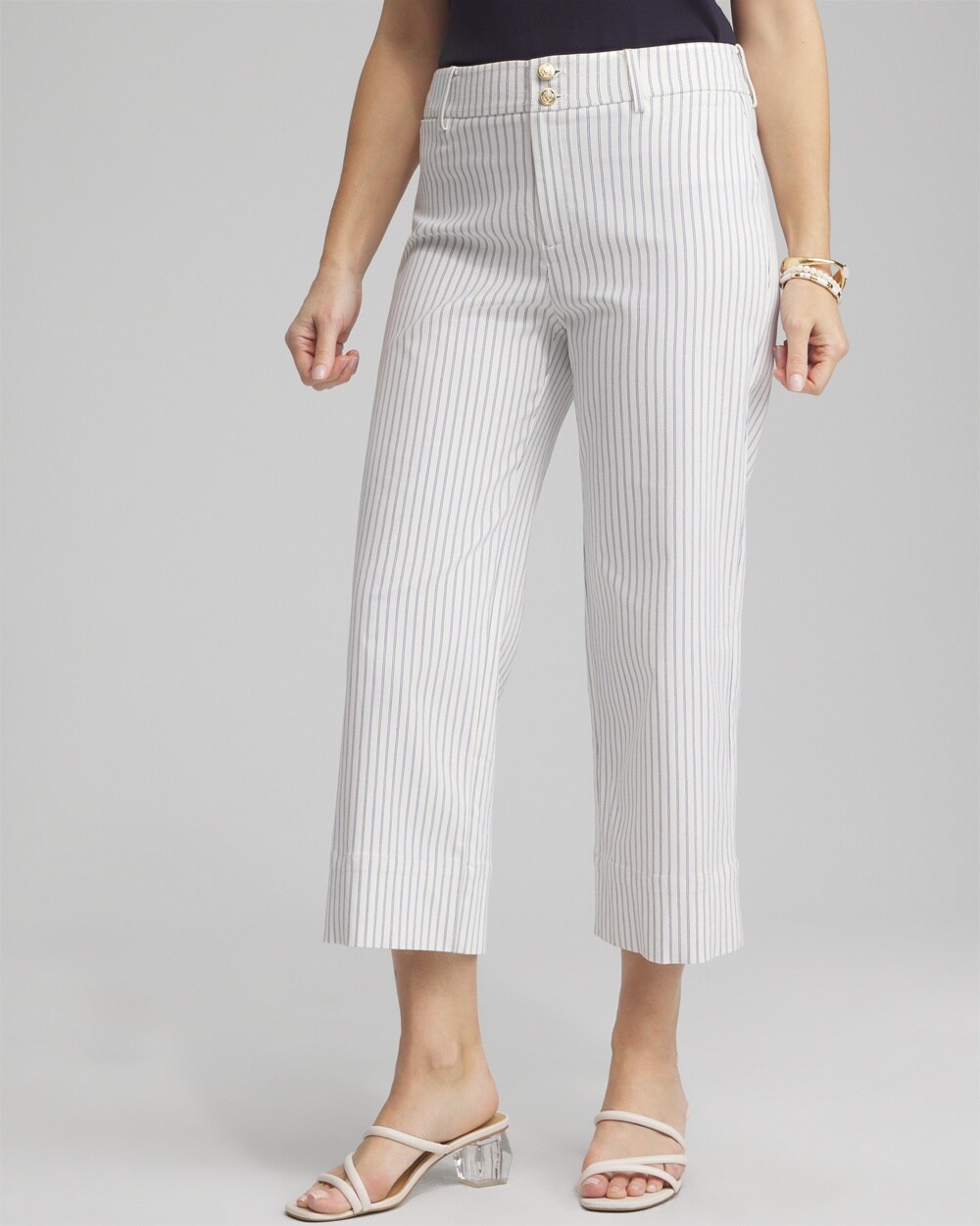 Petite Stripe Trapunto Cropped Pants