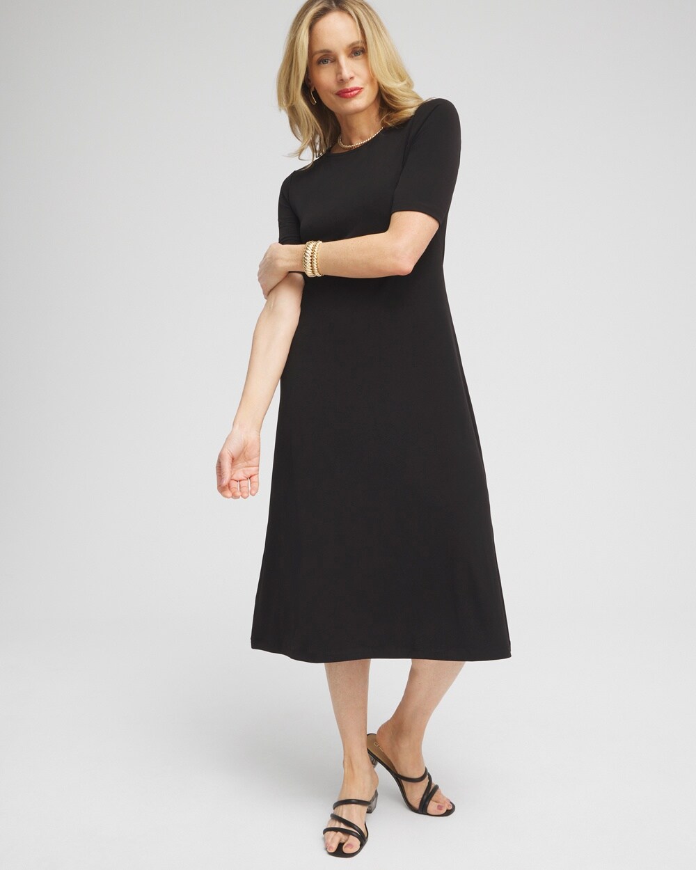 Elbow Sleeve Midi Dress