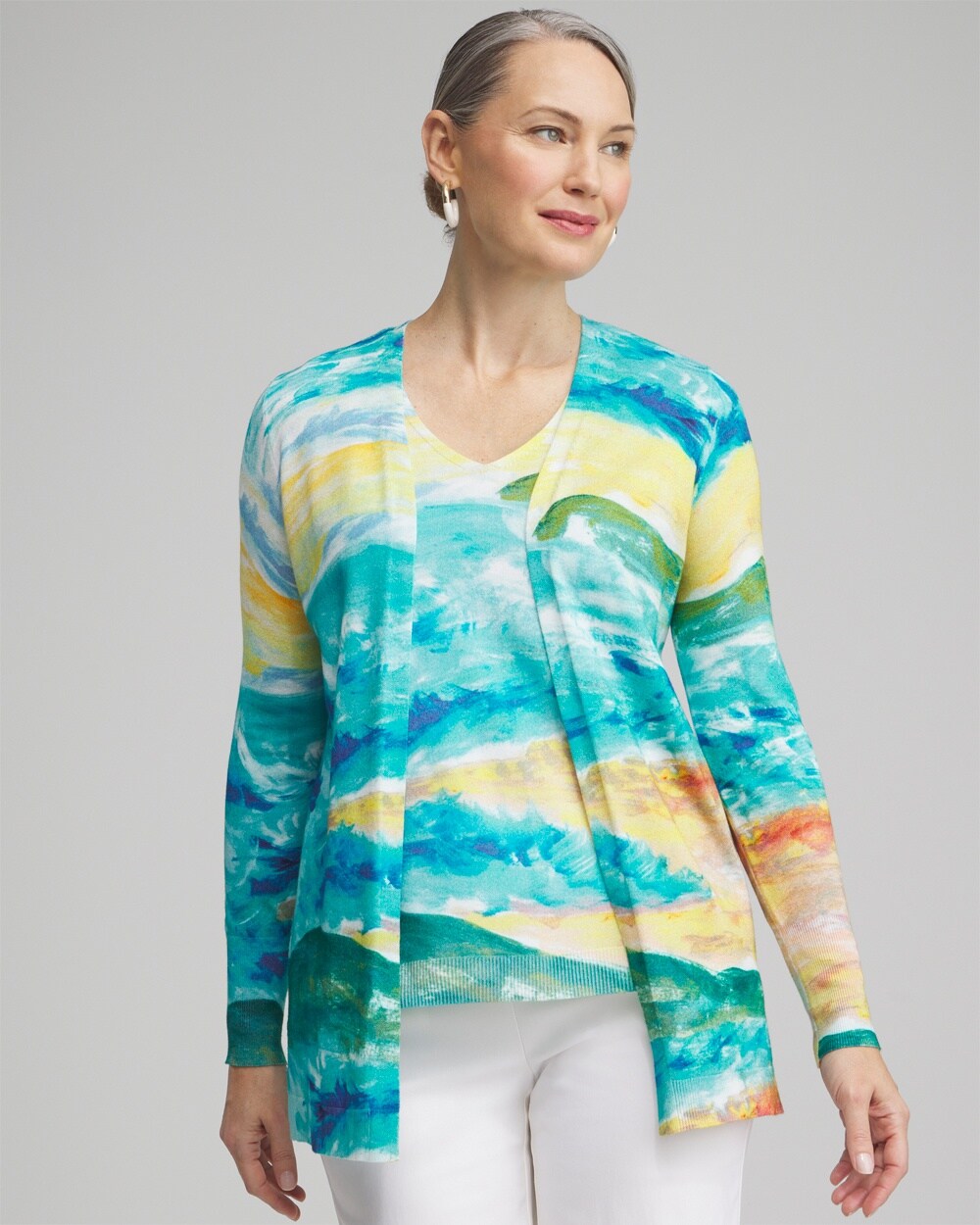 Spun Rayon Watercolor Cardigan