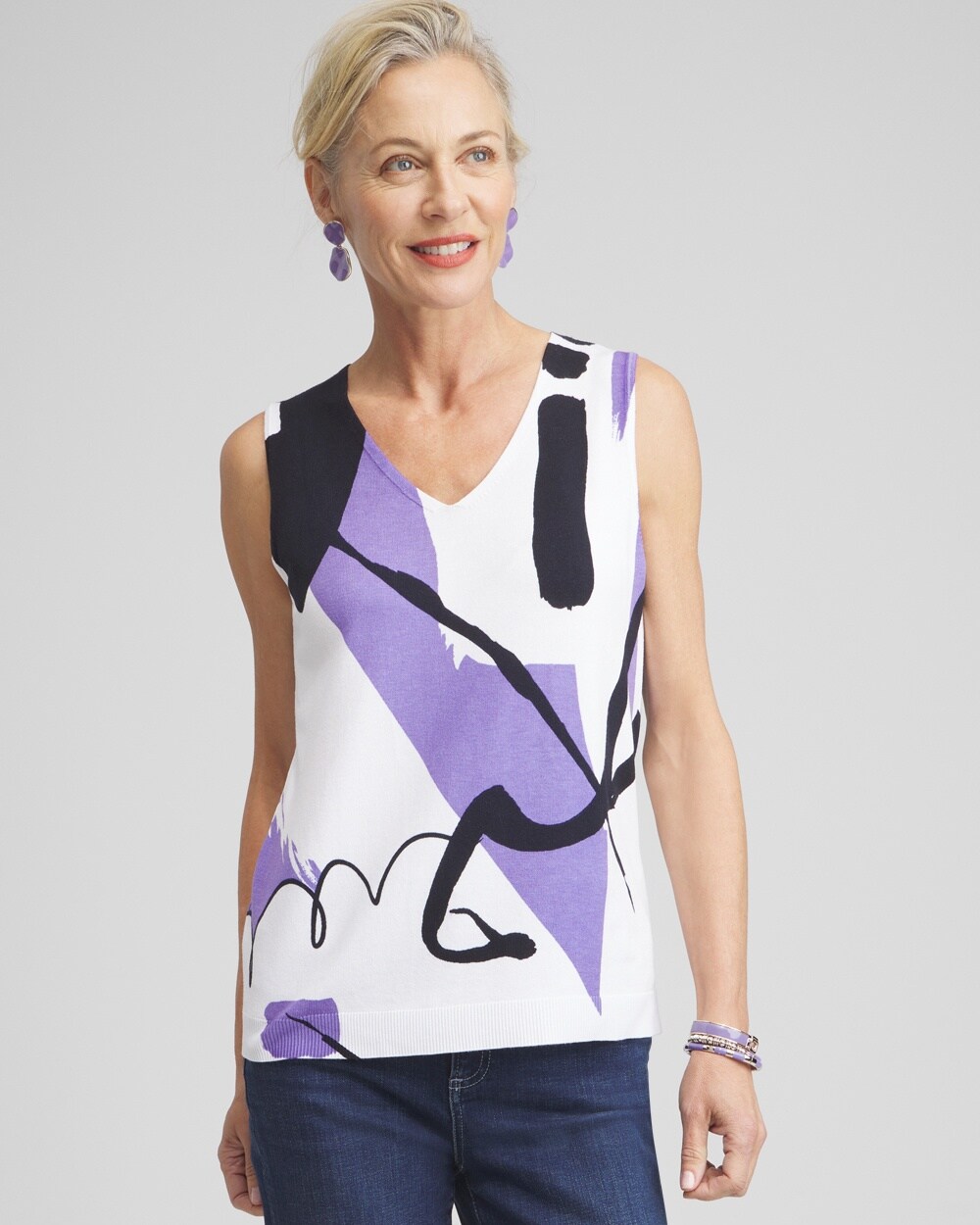 Spun Rayon Abstract Print Tank