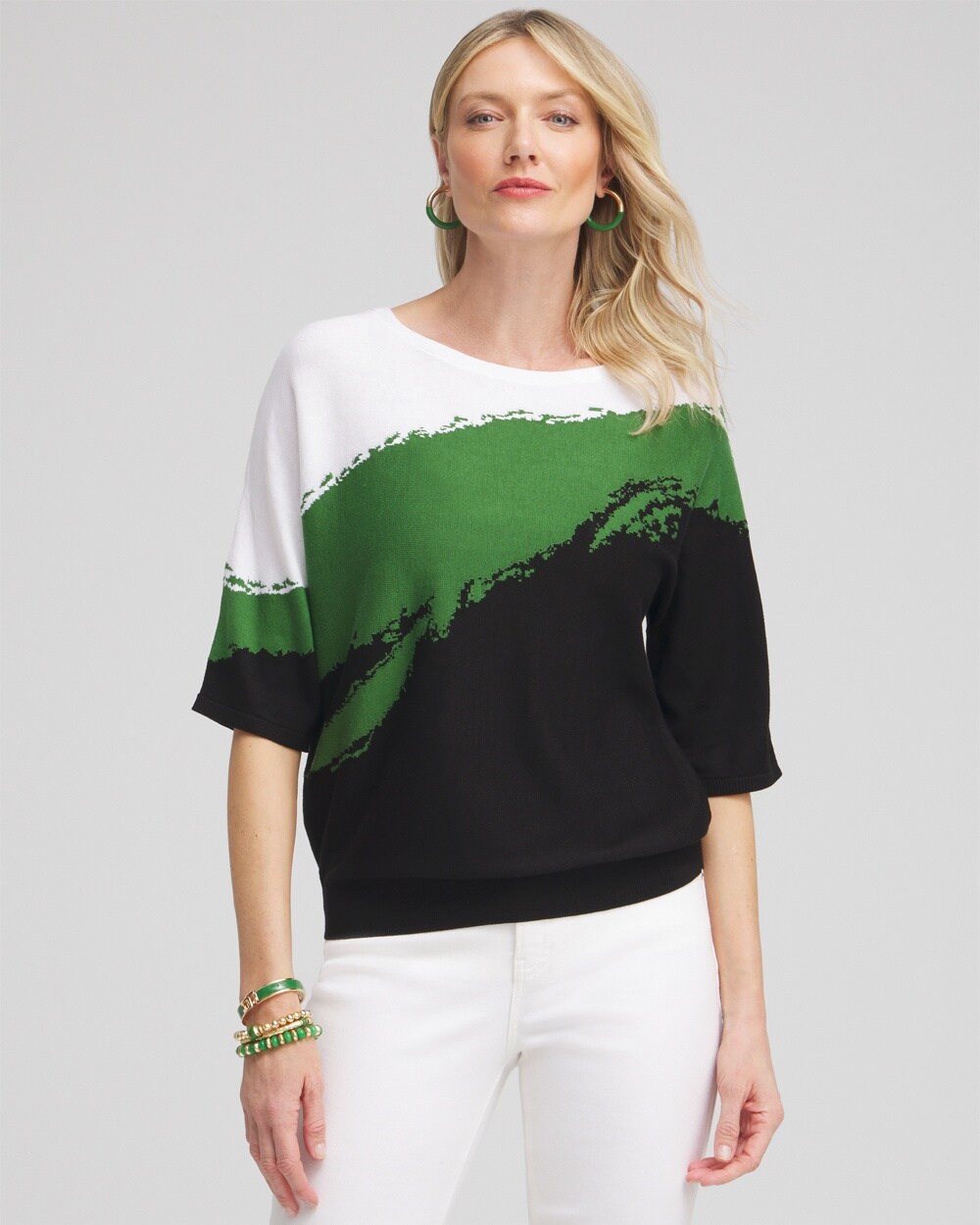 Intarsia Dolman Pullover Sweater