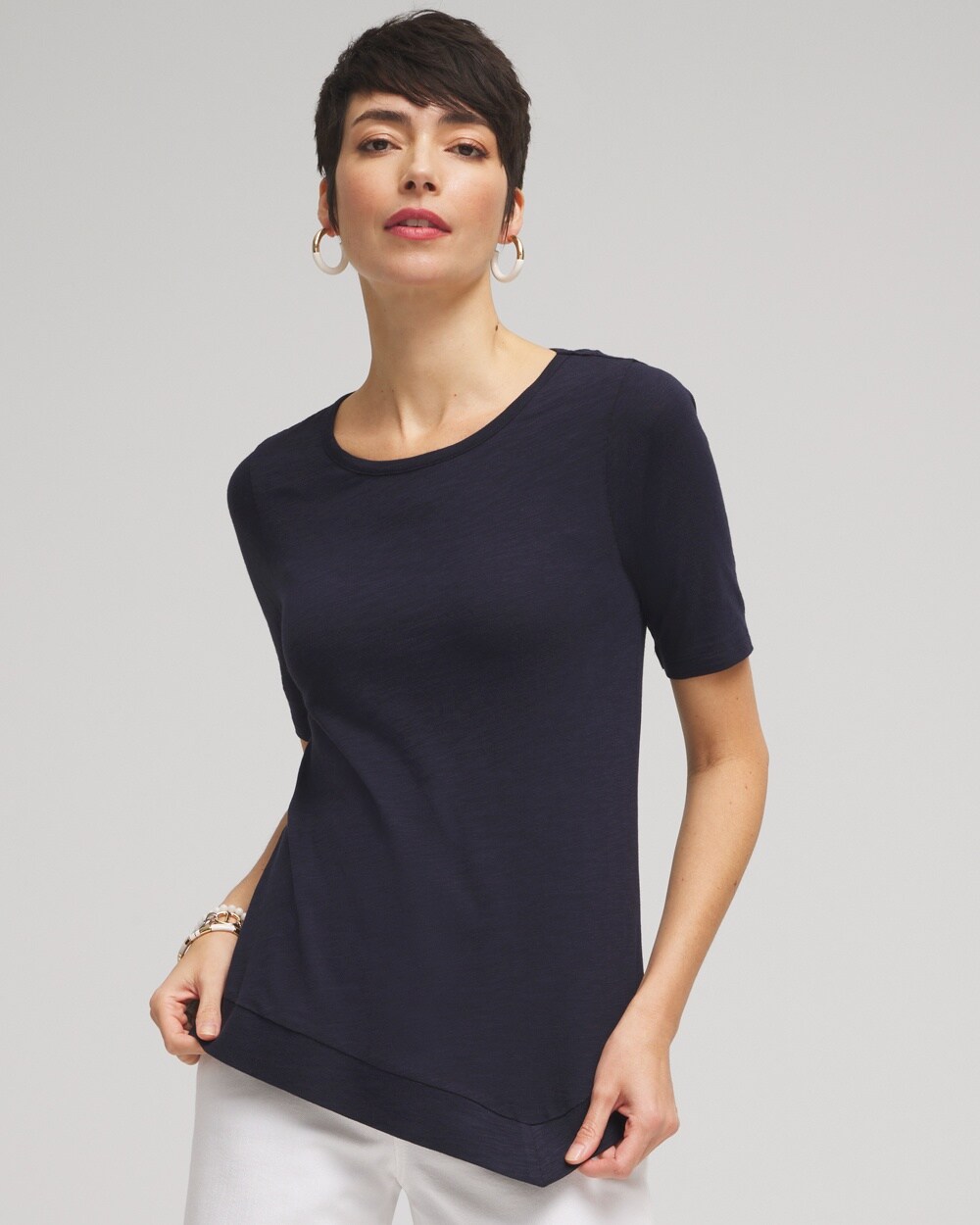 Asymmetrical Elbow Sleeve Tee